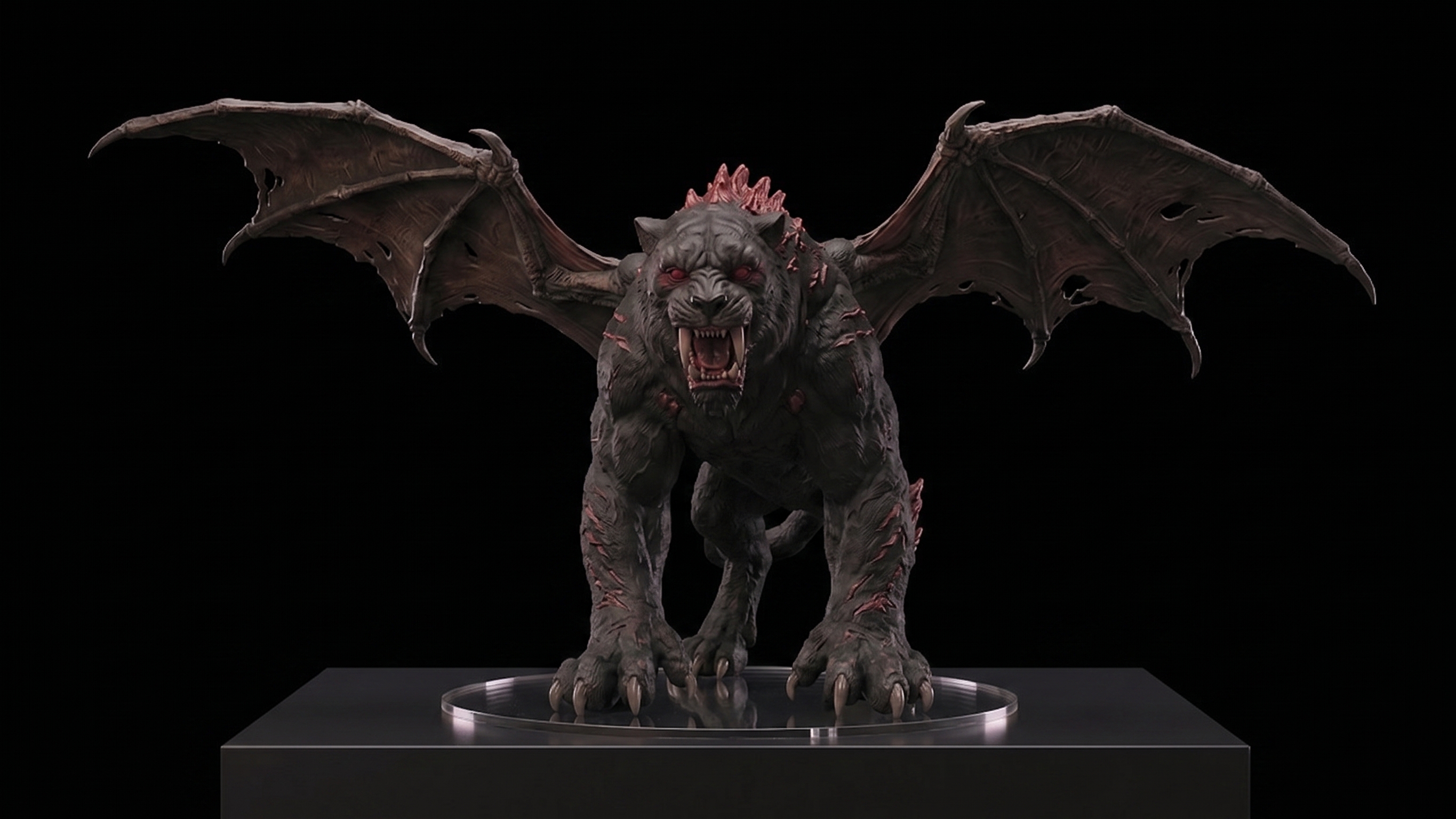 3D printed Qiong Qi Winged Tiger Mythical Sculpture