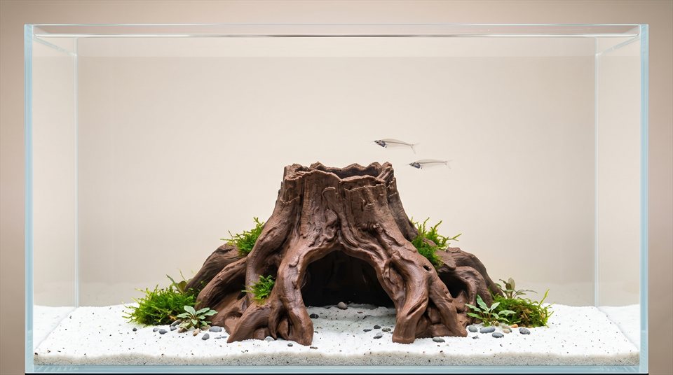 3D printed Twisted Burl Root Shelter fry protection mesh