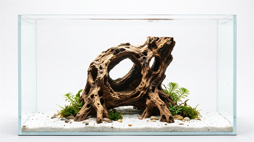 3D printed Weathered Burl Wood Cave shrimp grazing hideaway