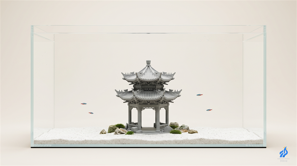 3D printed Temple of Heaven ancient architecture miniature for aquarium decoration