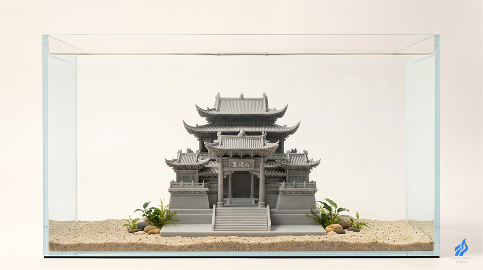 3D printed Yellow Crane Tower ancient Chinese pavilion aquarium decoration