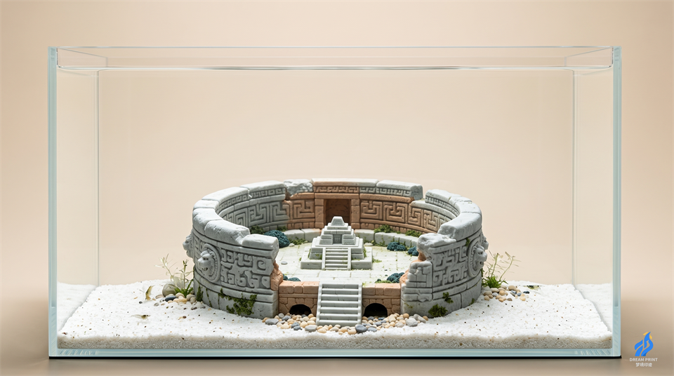 3D printed Sunken Colonnade Shrine aquarium ruin decoration